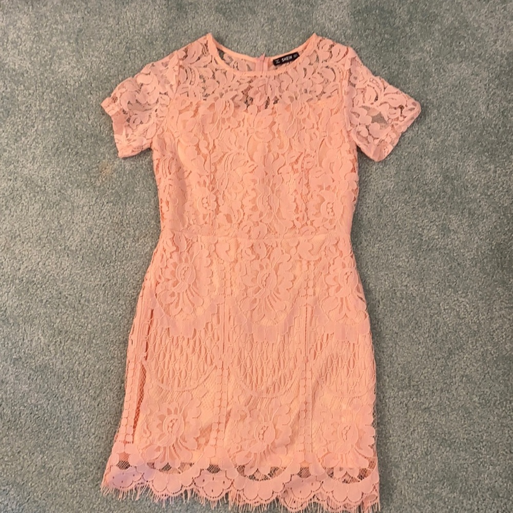 Shein pink lace dress